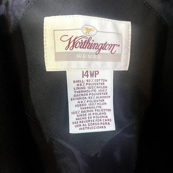 Worthington Woman‎ Black Trench Coat Removable Liner Plus Size 14WP - Picture 11 of 13